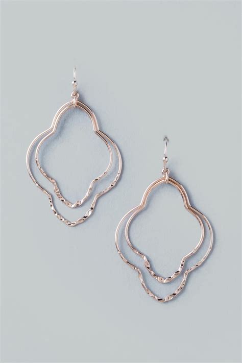 rose gold quatrefoil drop earrings